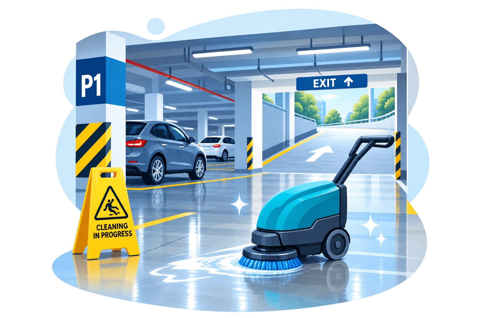 Cleaning car parks and access areas