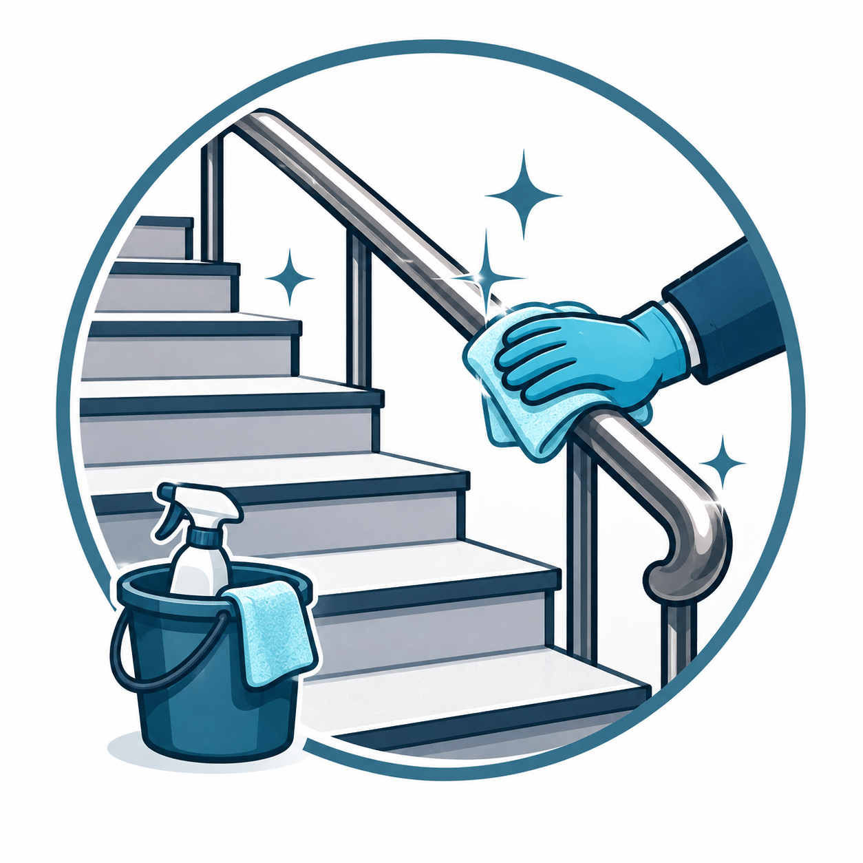 Cleaning staircases and handrails