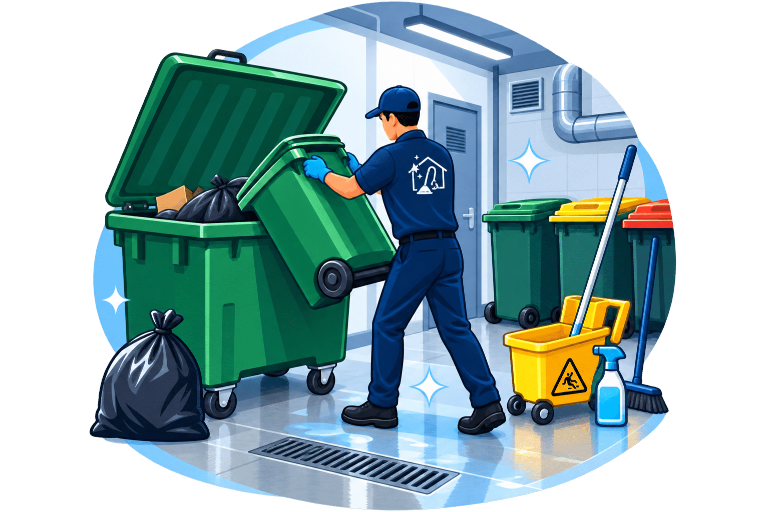Emptying and cleaning bin storage areas
