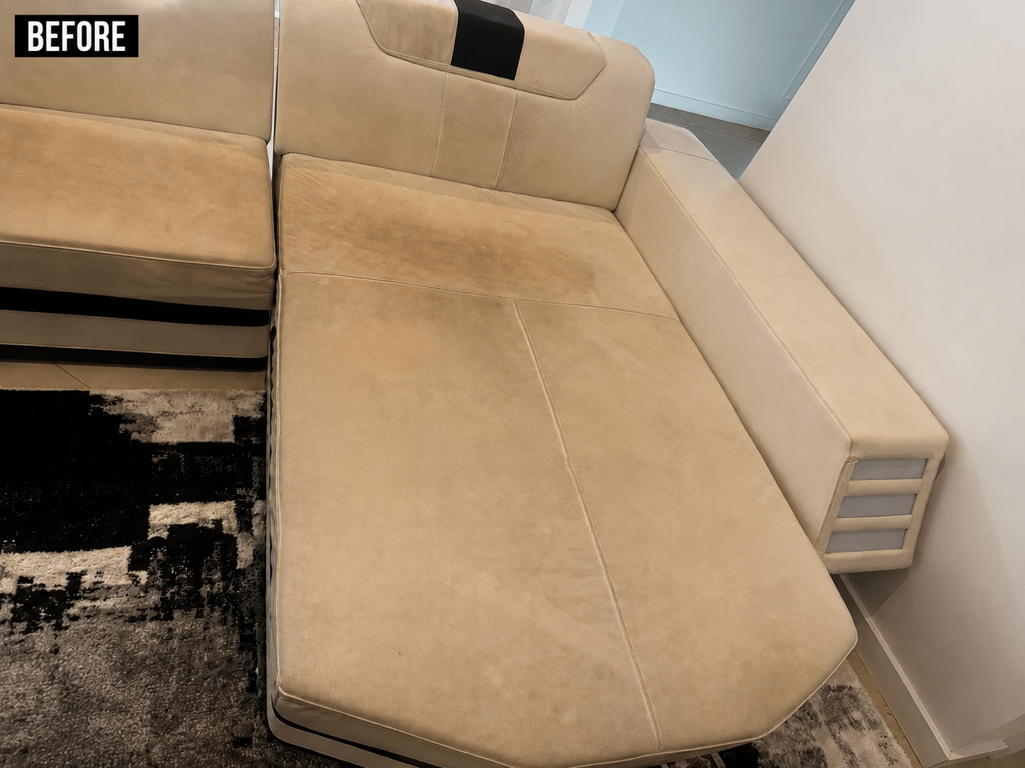 Leather Sofa Before Cleaning – Sydney
